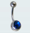 surgical steel single jewelled navel bar