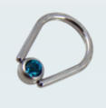 surgical steel jewelled tear drop rings