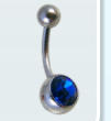 surgical steel single jewelled navel bar