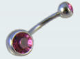 surgical steel bouble jewelled navel bar