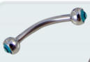 surgical steel curved jewelled barbell