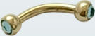 Gold Titanium PVD gem curved barbell