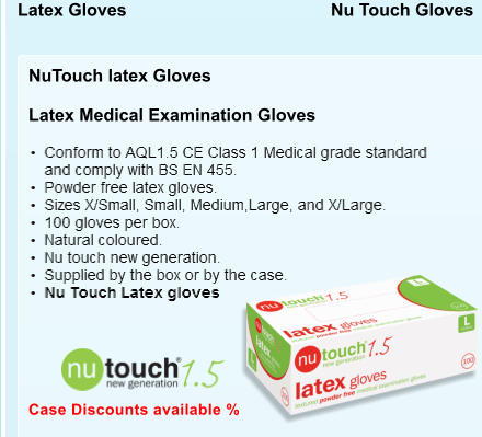 Nu Touch Gloves Latex Medical Examination Gloves  Latex Gloves Case Discounts available % NuTouch latex Gloves