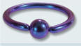 Titanium two tone purple blue ball closure ring